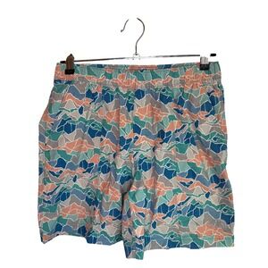 North Face Men's Board Shorts Size Small Abstract Mountain Print Elastic Waist